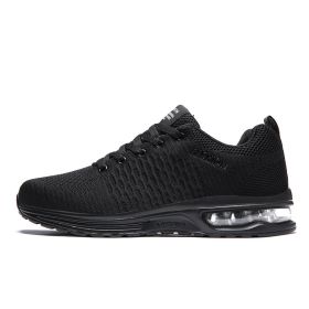 Running Shoes New Cheap Mesh Breathable Unisex Air Sole Women Sports Shoes Lace-up Men Outdoor Sneakers Walki (Color: Black, size: 41)