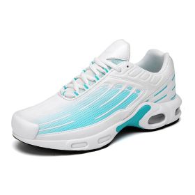 Couples Jogging Shoes Men Breathable Marathon Running Shoes Women's Sports Sneakers Air Cushion Gym Shoes Man Running Sport Race (Color: white blue, size: 46)