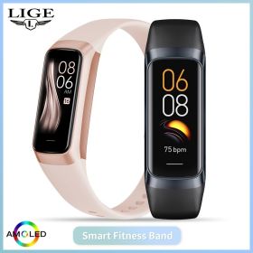 LIGE 2023 New Smart Watch Suitable For Android/IOS Smart Watch Heart Rate Blood Oxygen Blood Pressure Detection IP67 Waterproof Multifunctional Sports (Color: Black)