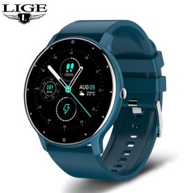 New Smart Watch Men Full Touch Screen Sport Fitness Watch IP67 Waterproof Bluetooth For Android ios smartwatch Men+box (Ships From: China, Color: Blue)